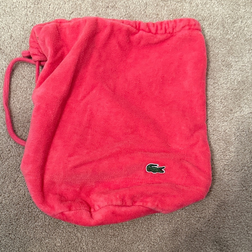 Lacoste Pink Terry Drawstring Bag NEW